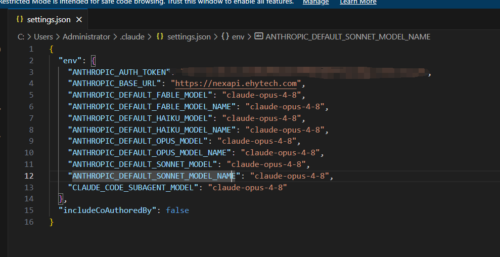 编辑 Claude Code settings.json